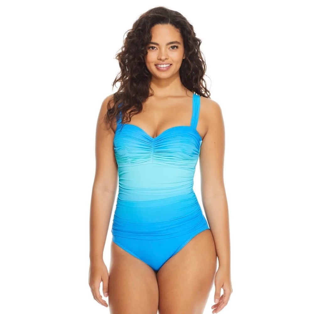 Bleu Rod Beattie SURF BLEU Shirred Underwire One-Piece Swimsuit